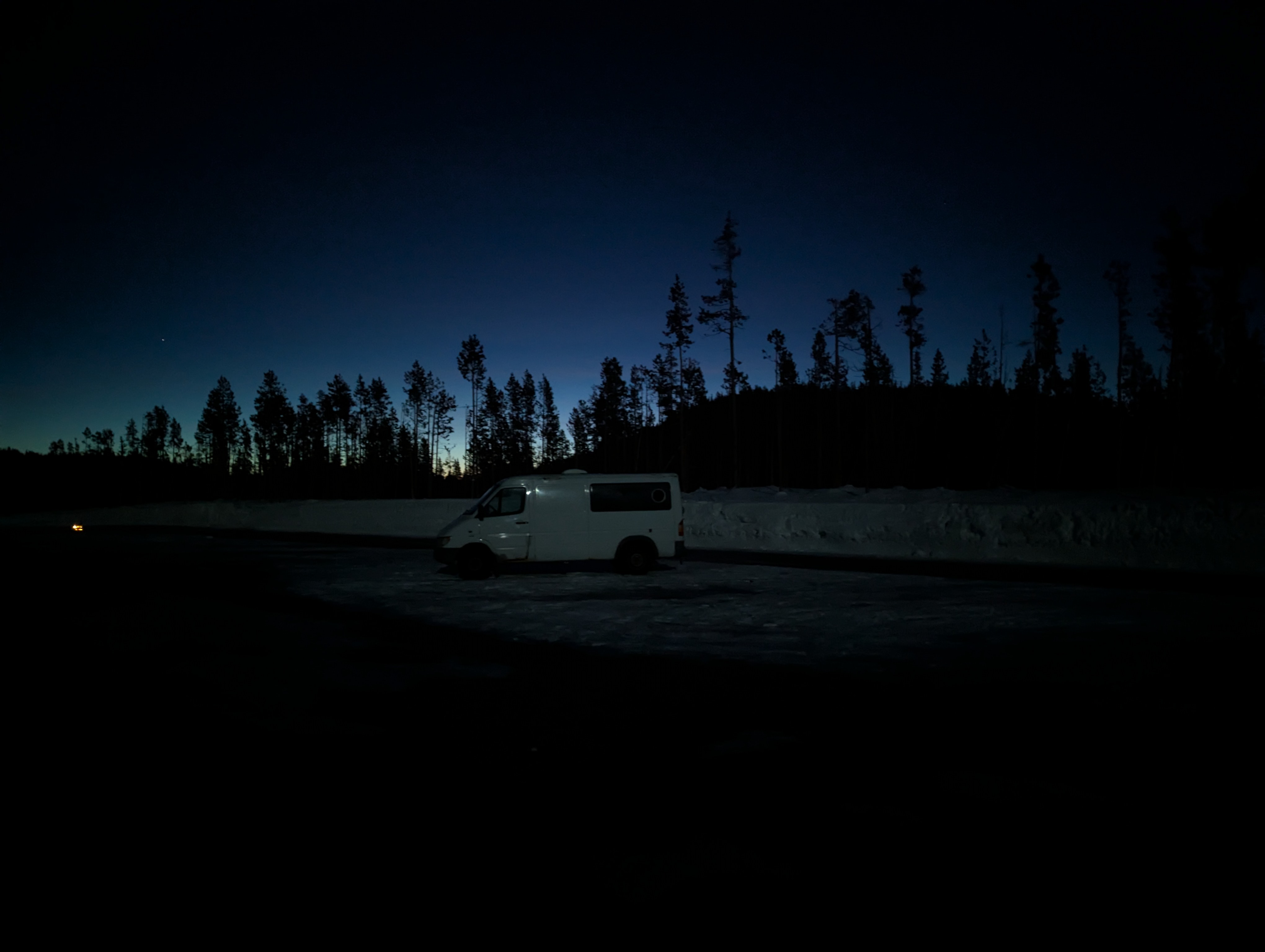 My van in the Sno-Park near Mt. Bachelor