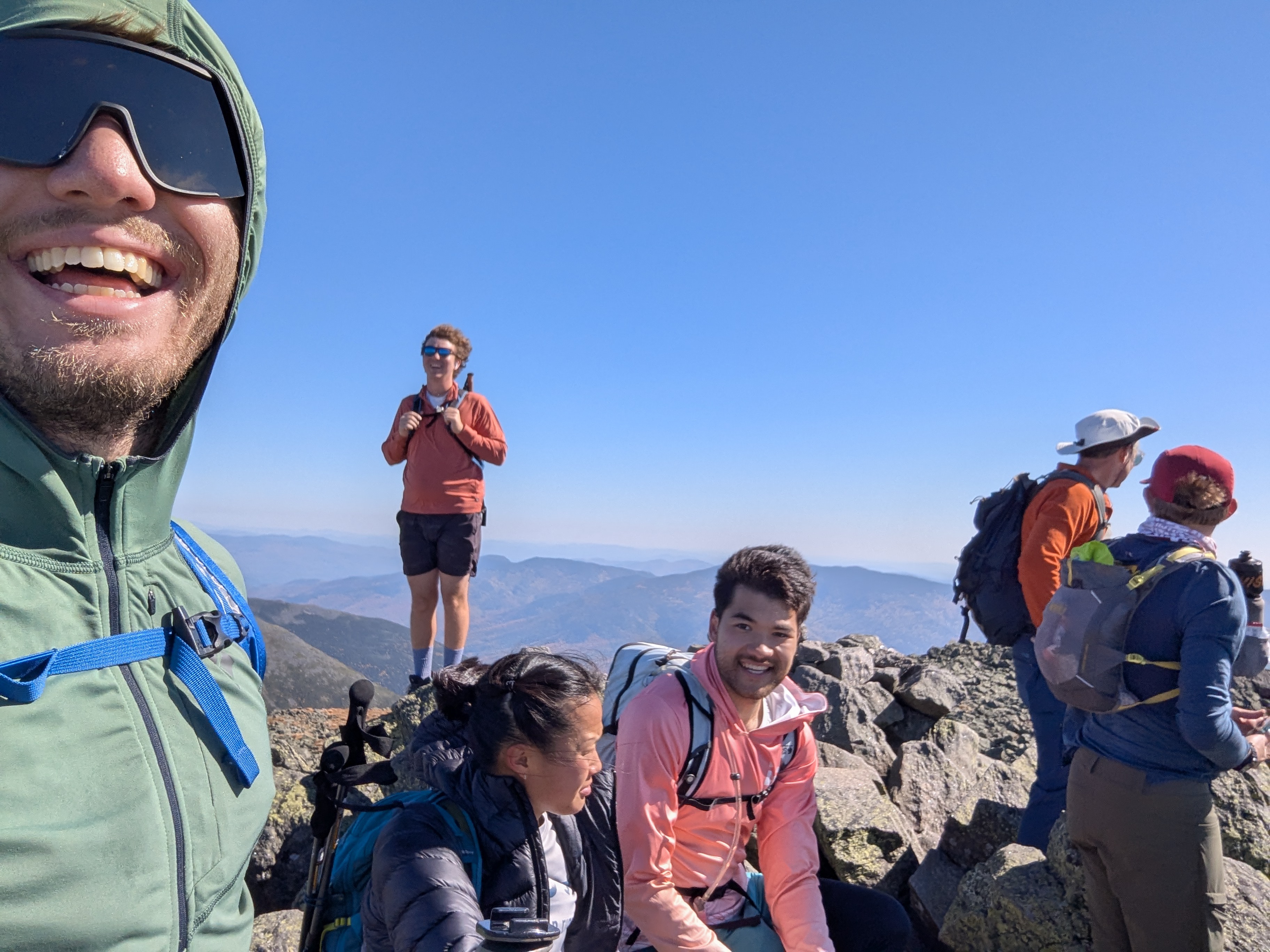 A very similar selfie, but someone isn't looking