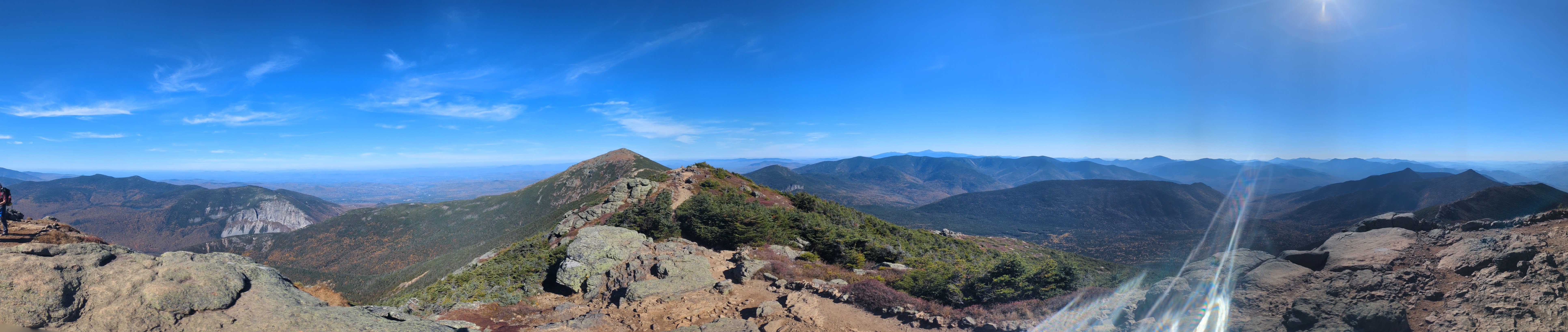 A panoramic view of several summits